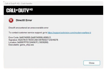 FIX CRASH WARZONE (DIRECTX/GAMESHIP.EXE)