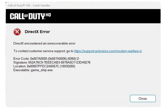 FIX CRASH WARZONE (DIRECTX/GAMESHIP.EXE)
